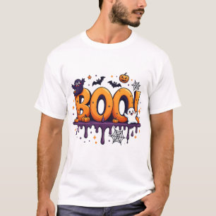 BOO Halloween tropfende Buchstaben mit Geistern, F T-Shirt