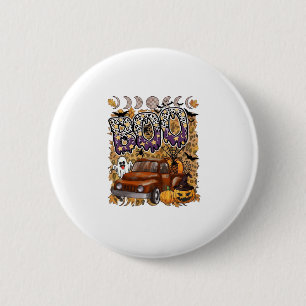 Boo Halloween Vintage LKW Geist Kürbisse Leopard Button