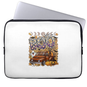 Boo Halloween Vintage LKW Geist Kürbisse Leopard Laptopschutzhülle