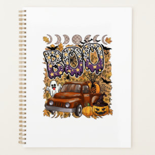 Boo Halloween Vintage LKW Geist Kürbisse Leopard Planer