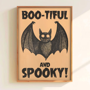 BOO Halloween-Wandkunst Druckbare Süße Fledermaus Poster