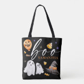 Boo Halloween Wasserfarbe Trick oder Schwarz behan Tasche (Rückseite)