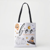 Boo Halloween Wasserfarbe Trick oder Treat White Tasche (Vorderseite)