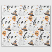 Boo Halloween Watercolor Geschenkpapier (Flach)