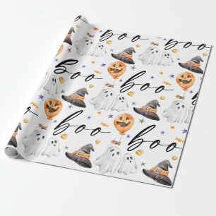 Boo Halloween Watercolor Geschenkpapier