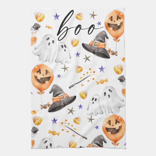 Boo Halloween Watercolor Geschirrtuch (Vertikal)