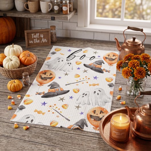 Boo Halloween Watercolor Geschirrtuch