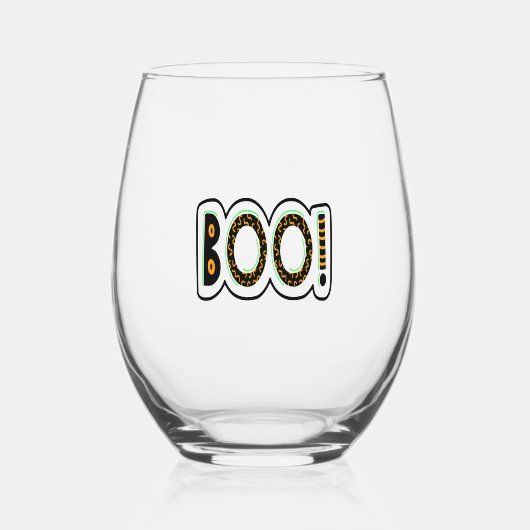 BOO Halloween Weinglas Ohne Stiel (Vorderseite)