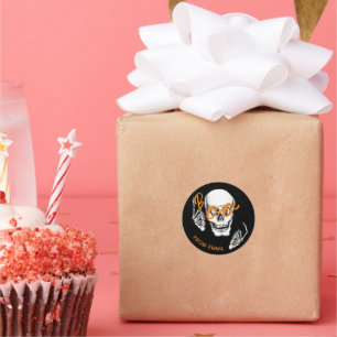 Boo! Handbemalter Skull-Aufkleber Runder Aufkleber