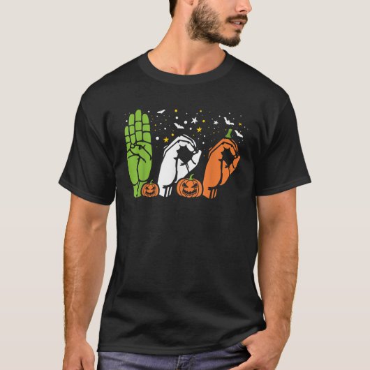 Boo Hands American Sign Language ASL Halloween Pri T-Shirt (Vorderseite)