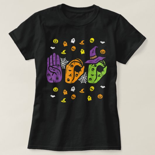 Boo Hands American Sign Language Pride ASL Funny H T-Shirt (Design vorne)