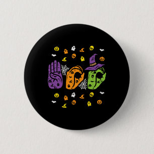 Boo Hands American Sign Language Pride ASL Hallowe Button
