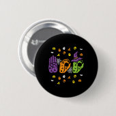 Boo Hands American Sign Language Pride ASL Hallowe Button (Vorne & Hinten)