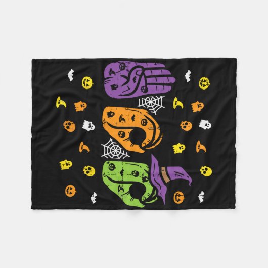 Boo Hands American Sign Language Pride Asl Hallowe Fleecedecke (Vorderseite (Horizontal))
