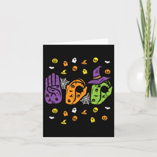 Boo Hands American Sign Language Pride Asl Hallowe Karte (Vorderseite)