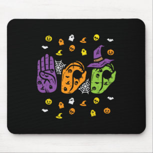 Boo Hands American Sign Language Pride Asl Hallowe Mousepad