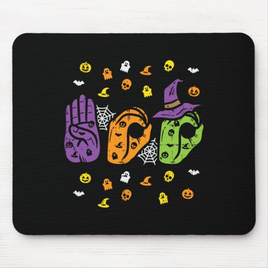 Boo Hands American Sign Language Pride Asl Hallowe Mousepad (Vorne)