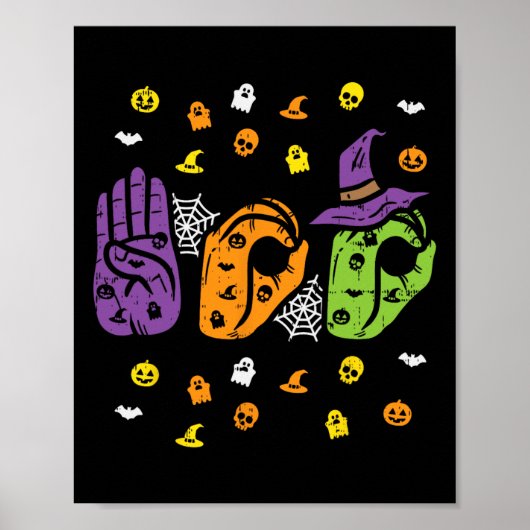 Boo Hands American Sign Language Pride ASL Hallowe Poster (Vorne)