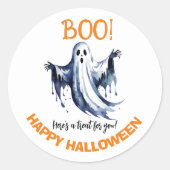 Boo! Happy Ghost Halloween Aufkleber (Vorderseite)
