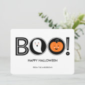 Boo! Happy Halloween Flat Card Einladung (Stehend Vorderseite)