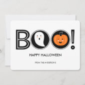 Boo! Happy Halloween Flat Card Einladung (Vorderseite)