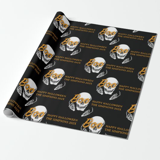 Boo Happy Halloween Funny Skull Party Geschenkpapier (Ungerollt)