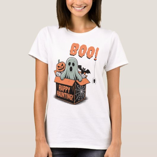 BOO! Happy Halloween Haunting Ghost T - Shirt (Vorderseite)