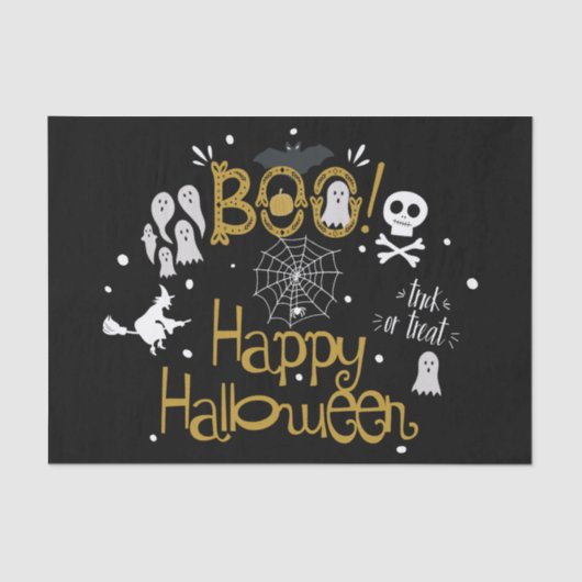Boo Happy Halloween Whimsical Custom Gift Wrap Seidenpapier (Vorderseite)