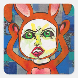 Boo-Häschen-Freund-Aufkleber Quadratischer Aufkleber