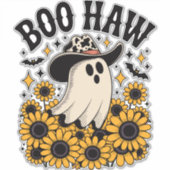 Boo Haw Cow Ghost Western Halloween Aufkleber (Vorderseite)