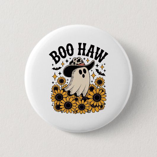 Boo Haw Cow Ghost Western Halloween Button (Vorderseite)