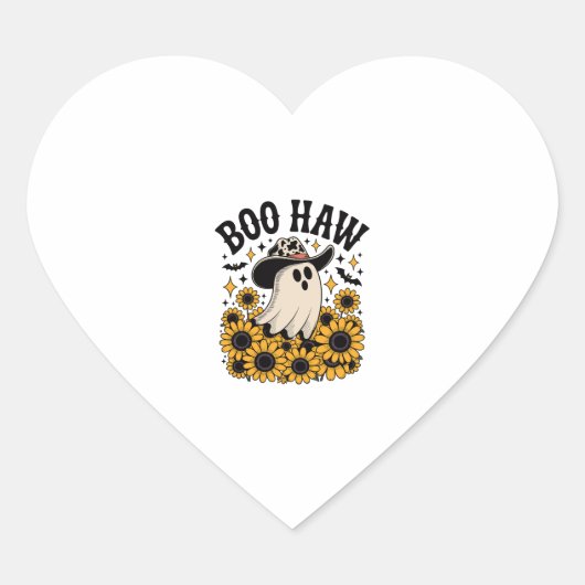 Boo Haw Cow Ghost Western Halloween Herz-Aufkleber (Vorderseite)