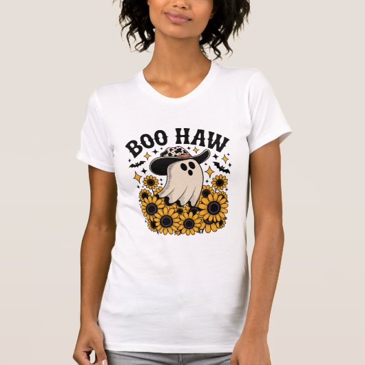 Boo Haw Cow Ghost Western Halloween T-Shirt (Vorderseite)