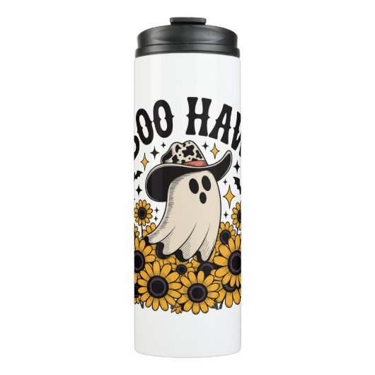 Boo Haw Cow Ghost Western Halloween Thermosbecher (Vorderseite)