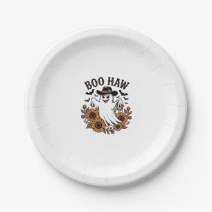Boo Haw Cowboy Geist Sonnenblumen Fledermäuse Hall Pappteller