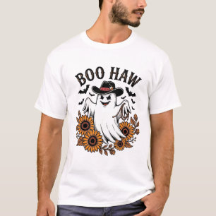 Boo Haw Cowboy Geist Sonnenblumen Fledermäuse Hall T-Shirt