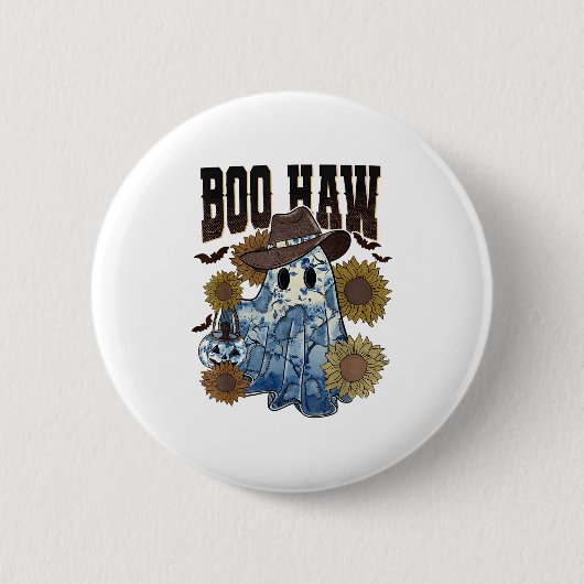 Boo Haw Cowboy Ghost Blue Denim Trendy Patchwork H Button (Vorderseite)