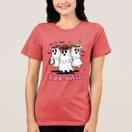 Boo Haw Cowboy Ghost Trio Halloween Tri-Blend Shirt