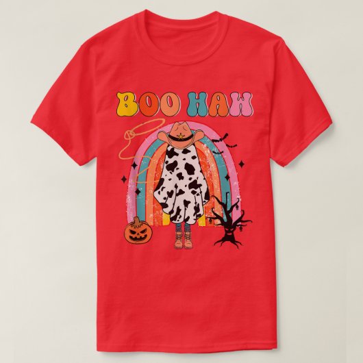 Boo Haw Cowboy Halloween Cowgirl Ghost Western Ret T-Shirt (Design vorne)