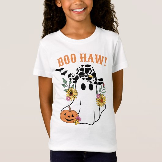 Boo Haw Fall Halloween Western Cowboy Geist T-Shirt (Vorderseite)