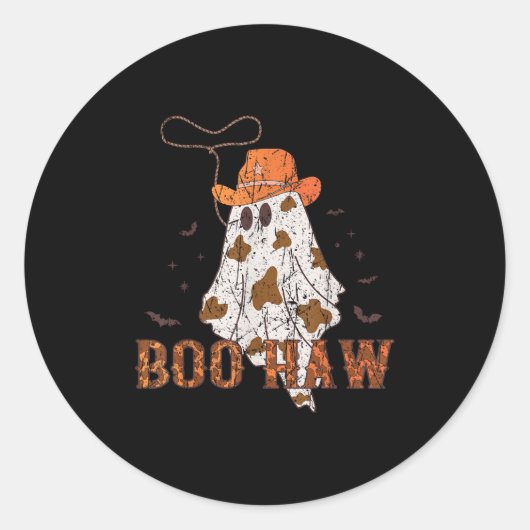 Boo Haw Ghost Cowboy Halloween Western Ghost Costu Runder Aufkleber (Vorderseite)
