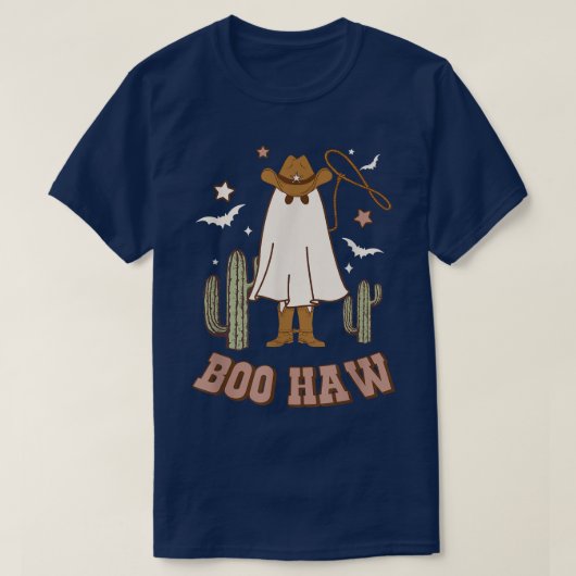 Boo Haw Ghost Funny Cowboy Cowgirl Western Hallowe T-Shirt (Design vorne)