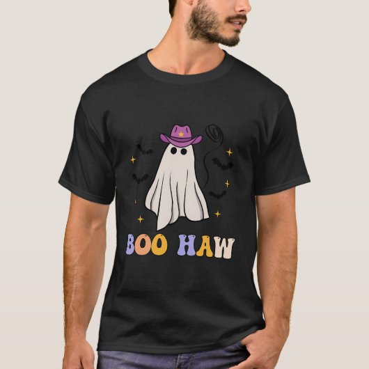 Boo Haw Ghost Western Cowboys Hat Funny Halloween T-Shirt (Vorderseite)