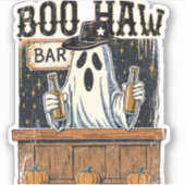 Boo Haw Retro Western Halloween Aufkleber (Vorderseite)