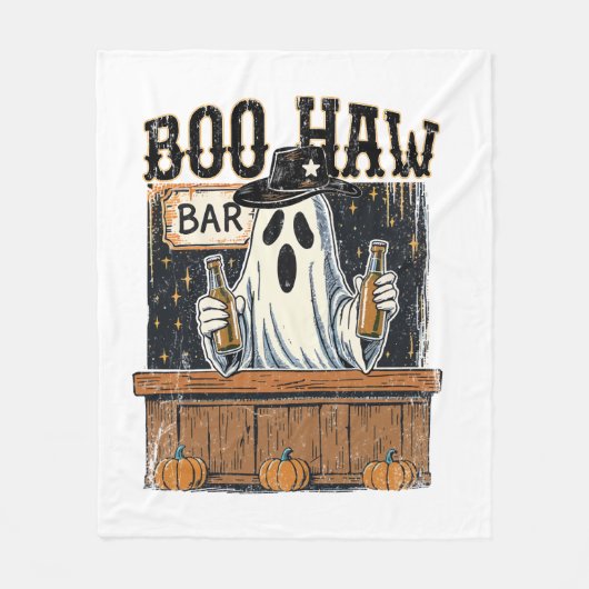 Boo Haw Retro Western Halloween Fleecedecke (Vorderseite)