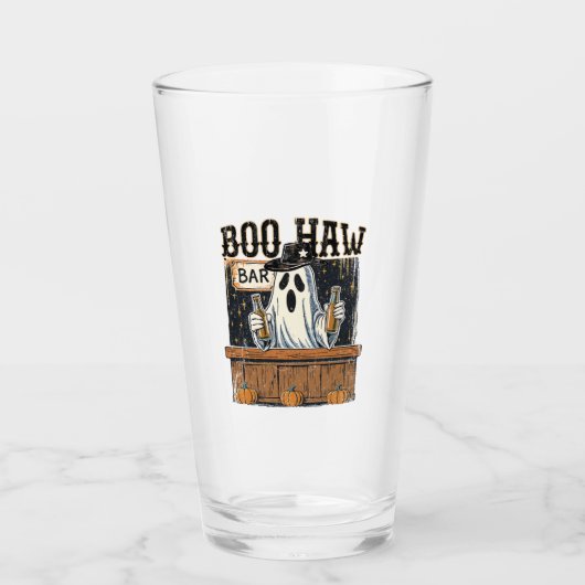 Boo Haw Retro Western Halloween Glas (Vorderseite)