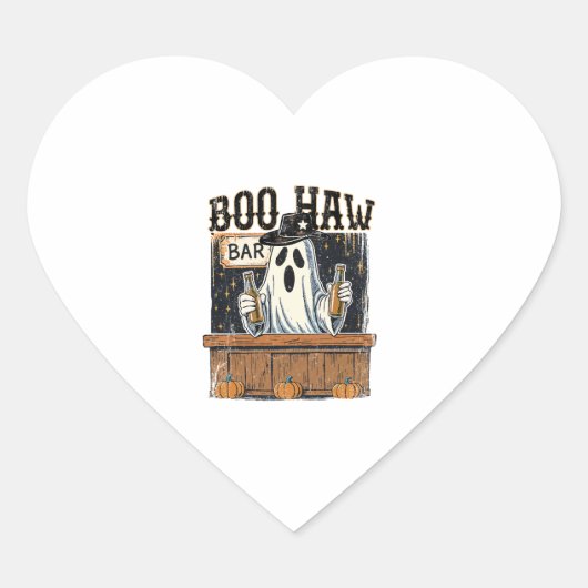 Boo Haw Retro Western Halloween Herz-Aufkleber (Vorderseite)