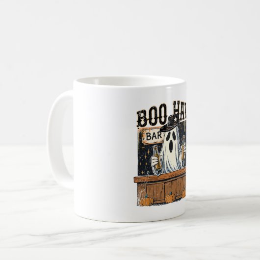 Boo Haw Retro Western Halloween Kaffeetasse (Vorderseite Links)