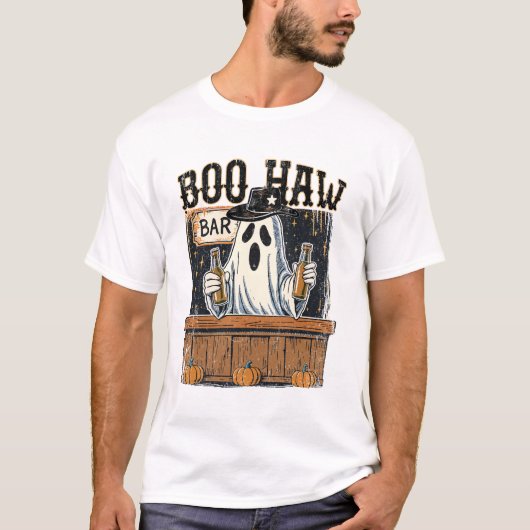 Boo Haw Retro Western Halloween T-Shirt (Vorderseite)