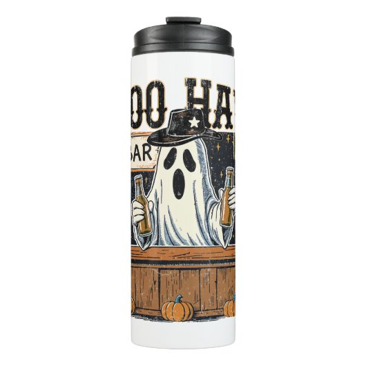Boo Haw Retro Western Halloween Thermosbecher (Vorderseite)